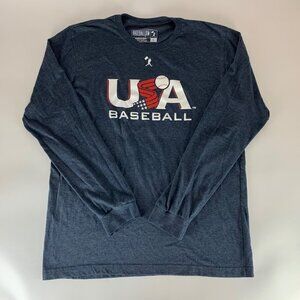 Baseballism Navy Blue Team USA Long Sleeve Crewneck Shirt Mens Large